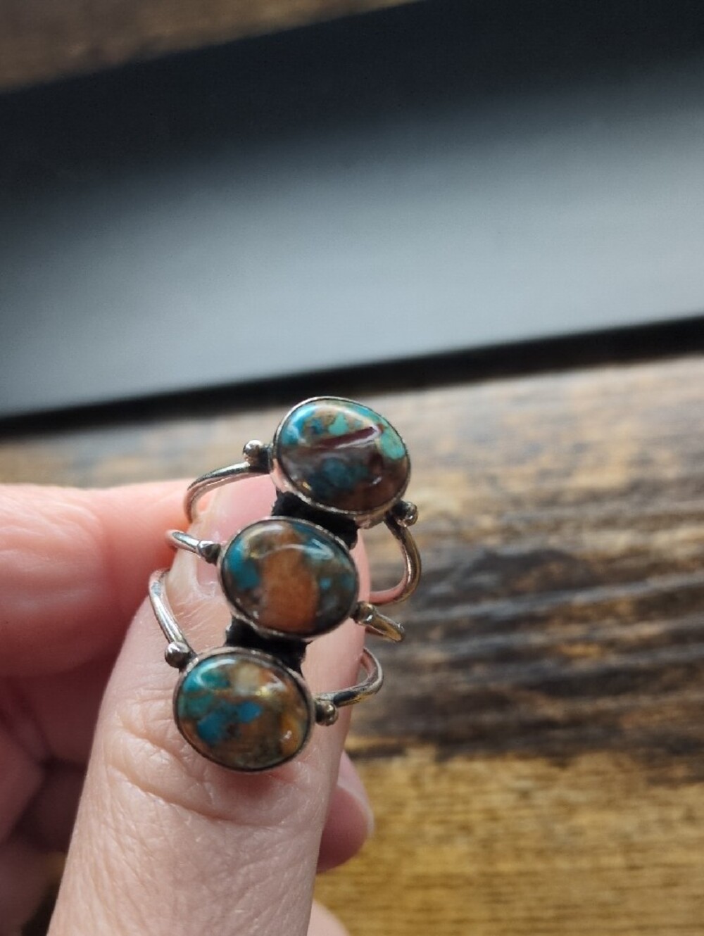 Handcrafted Triple Stone Turquoise Ring